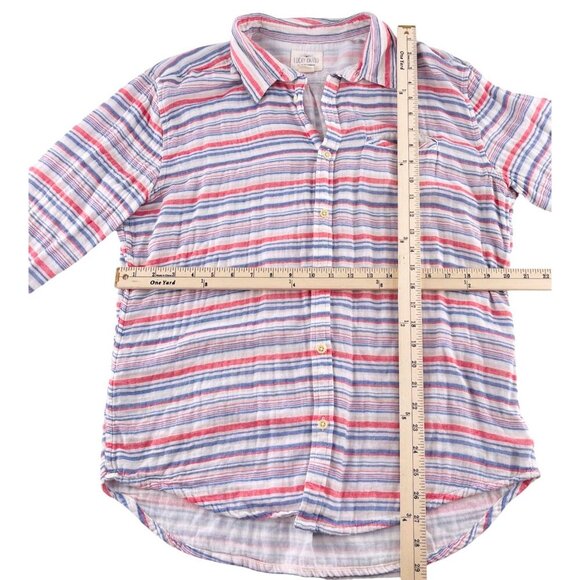 Lucky Brand Womens Button-Down Shirt Size Large Multi-Color Striped Gauze Soft - Picture 4 of 5